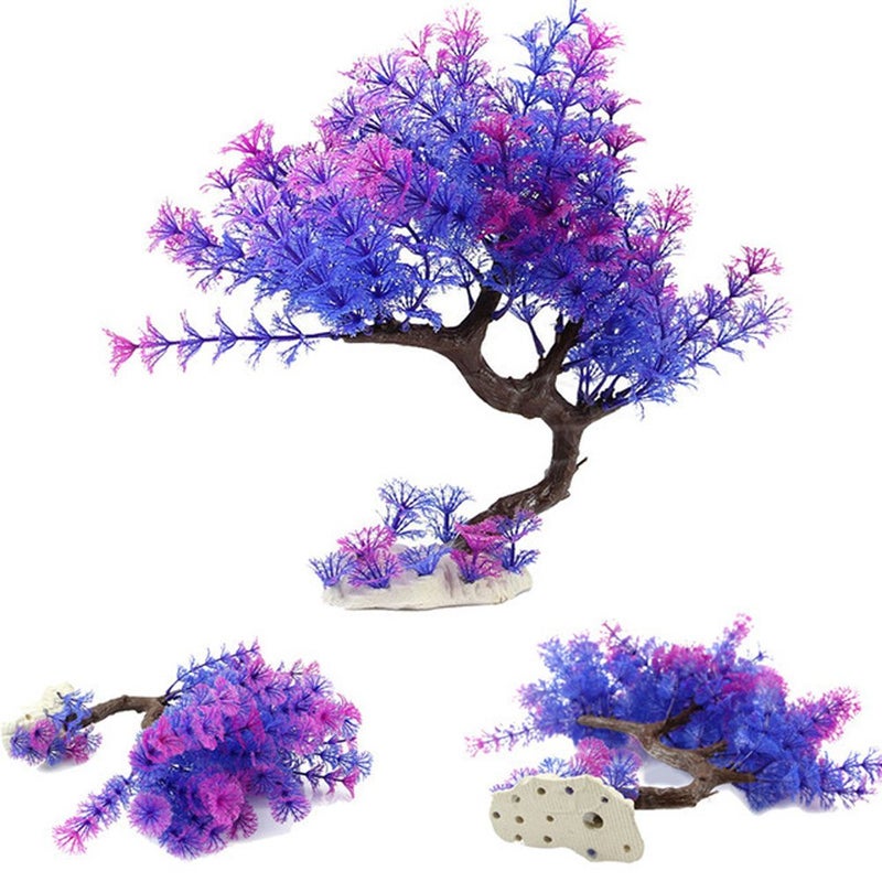 JDYYICZ Aquarium Plant Plastic Fish Tank Plant Decorative Artificial Underwater Grass, Blue Purple - Image 2